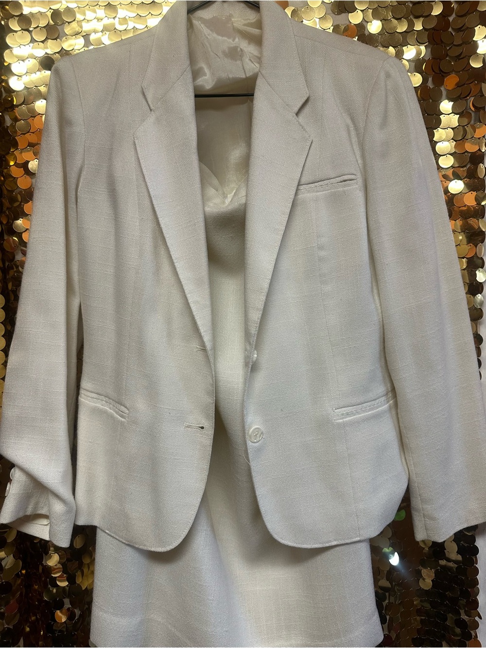 Vintage Cream Two-Piece Skirt Set - Blazer & Skirt